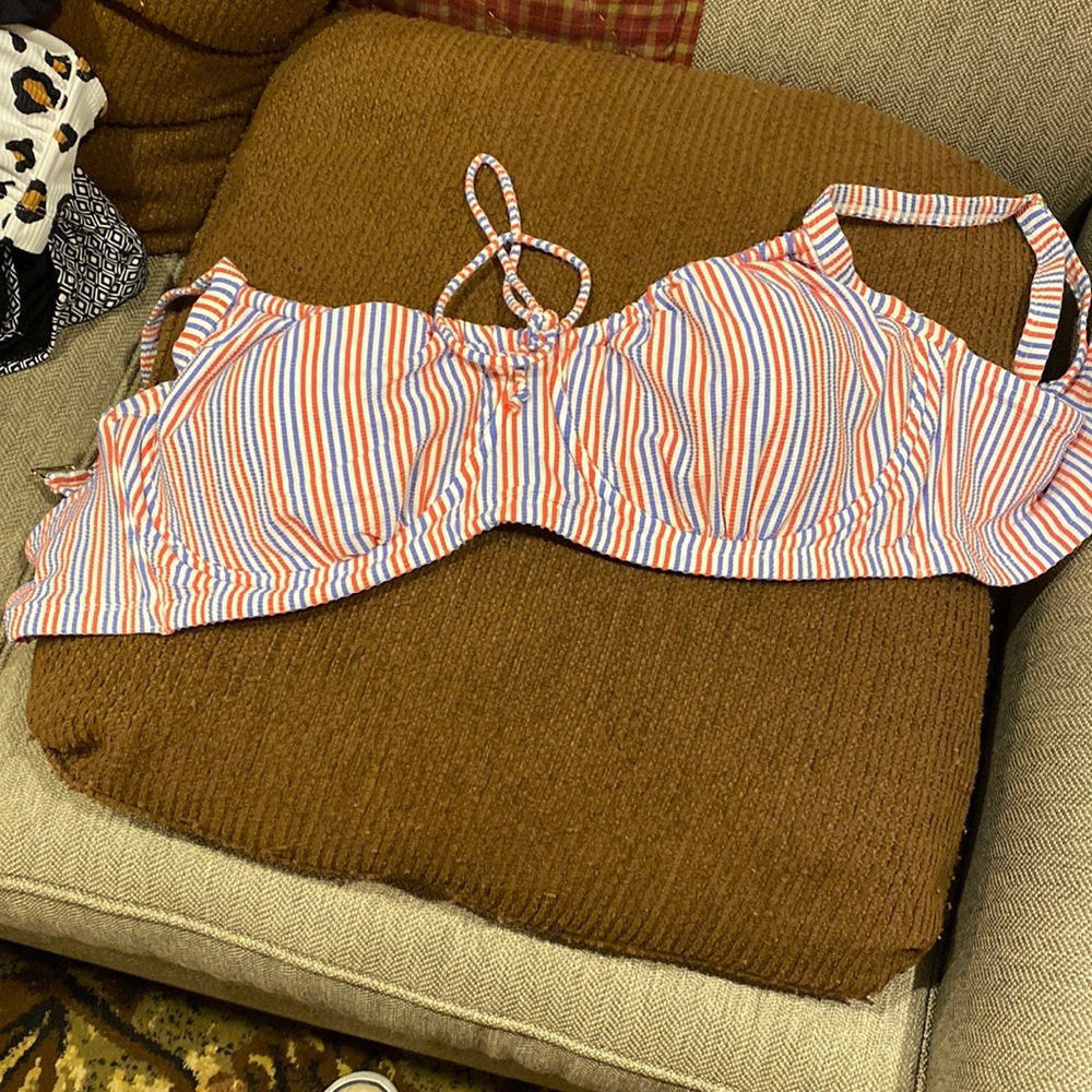 Red white and blue swim top